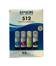 Epson 512 Combo Pack Cyan Magenta Yellow Black Ink Tank Bottles Refillable NEW