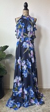 NWT Eliza J Floral Halter Neck Sleeveless Ruffle Maxi Dress Size 12