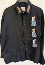 Rockmount Ranch Wear Shirt Mens 2XL Western Pearl Snap Embroidered Guitars