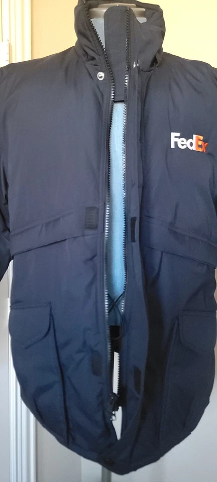 FedEx Unisex Navy Blue Winter Soft Shell Heavy Duty Jacket Sz Med REG - Image 2 of 4
