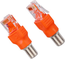 2Pcs Coax to Ethernet Adapter, F-Type Female to RJ45 Male Coax Ethernet Adapter 