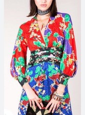 Rixo London Fedora Floral Silk Jacquard Midi Dress Multicolor M