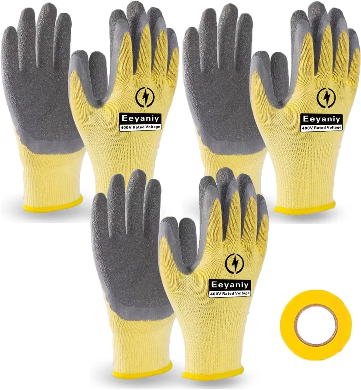 High Voltage Insulated Electrician Gloves 400V Non-Slip Rubber Safety Gear