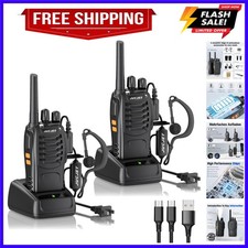 Walkie Talkies 16 Channel Two Way Radio with Earpieces, 2-Way Radios UHF Han...