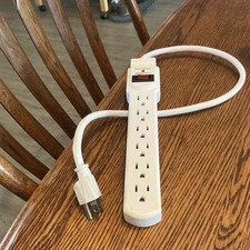 Amazon Basics White Surge Protector Power Strip 6 Outlets, 3.6-5ft Cord, Switch