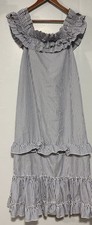 Lulus Womens Dress Medium Blue White Striped Off Shoulder Beach (cb)