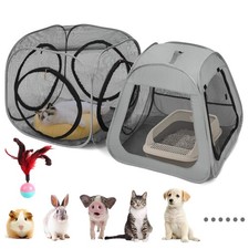 Portable Cat Playpen, Trapezoidal Design for Better Standing, Foldable Pet Te...