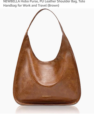 NEWBELLA Brown Hobo Shoulder Bag Zip Closure Lined Inner Pockets Dust Bag