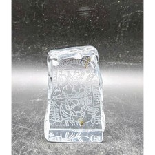 Listing image for Vintage Stromsberg Viking Runestone Etched Crystal Paperweight Swedish Glass 3"