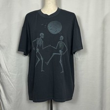 Camiseta para mujer American Eagle de gran tamaño con gráfico de hallowen esqueleto gris ahumado L/XL