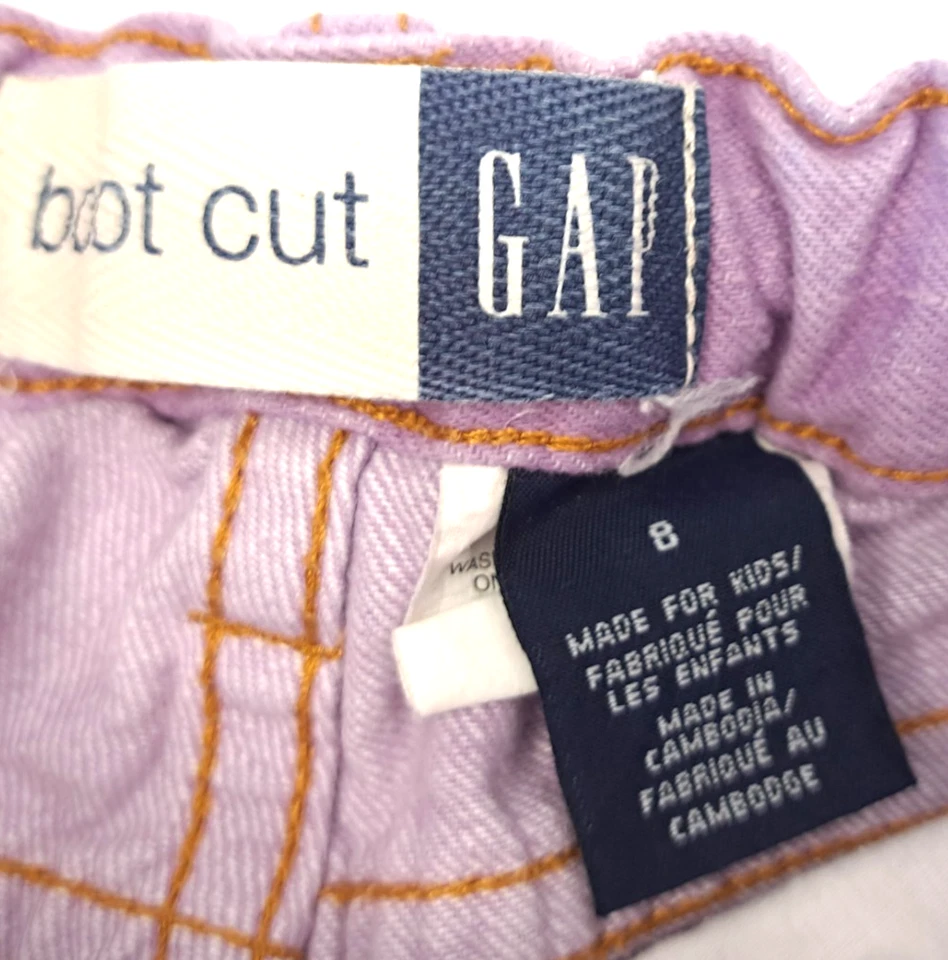Vtg GAP Girls 8 Purple Boot Cut Jeans Elastic Adjustable Waist Y2K 2002 - Image 3 of 4
