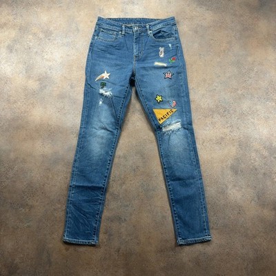 Levi's Jeans Damen (28 Inch Waist) (29 Inch Leg) Skinny Fit Blau Patchwork