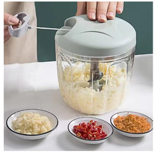 Pull String Hand Chopper Manual Food Processor To Slice Blue900ml