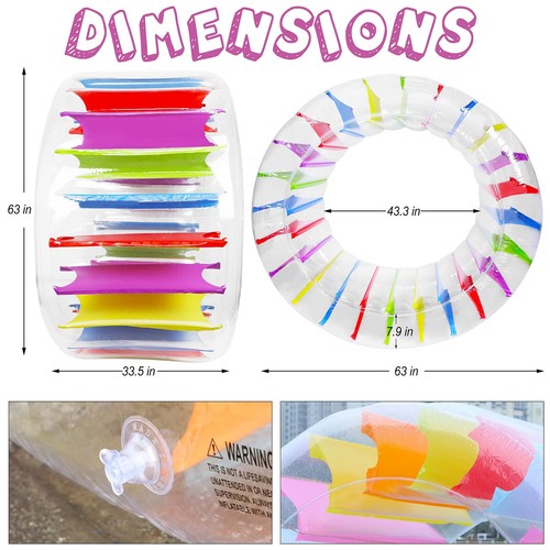 65" Giant Inflatable Wheel Roller, Colorful Water Rolling Wheel Float for Kid... - Picture 2 of 7