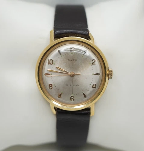 Vintage Timex Marlin Sunburst Self Winding Gold-Tone Mens Watch - Runs!