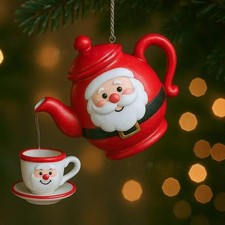 Christmas Tree Decoration with Tea Pot and Tea Cups Vintage Holiday Ornament