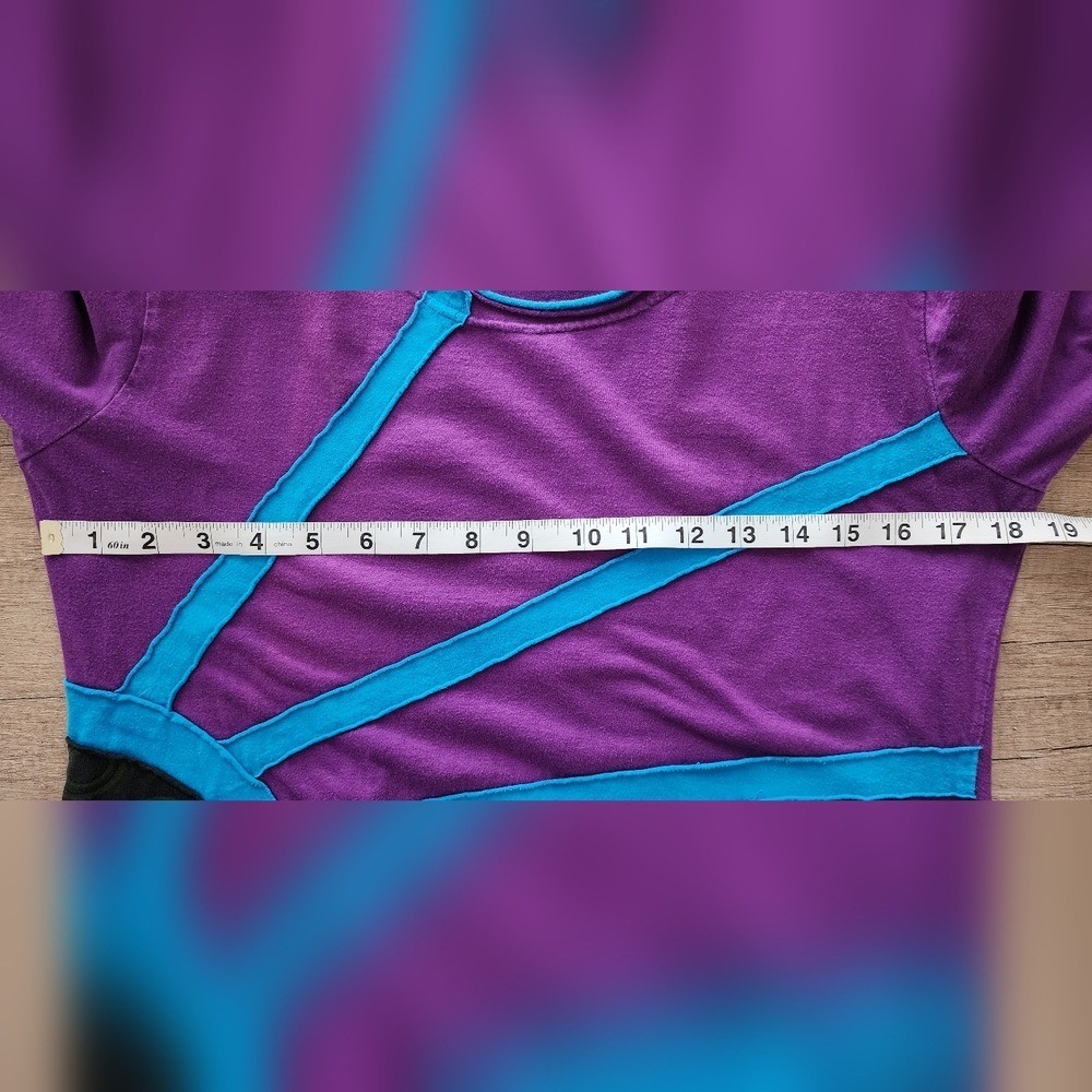 Dragonfly Boho Applique Patchwork Cotton Top Purp… - image 4