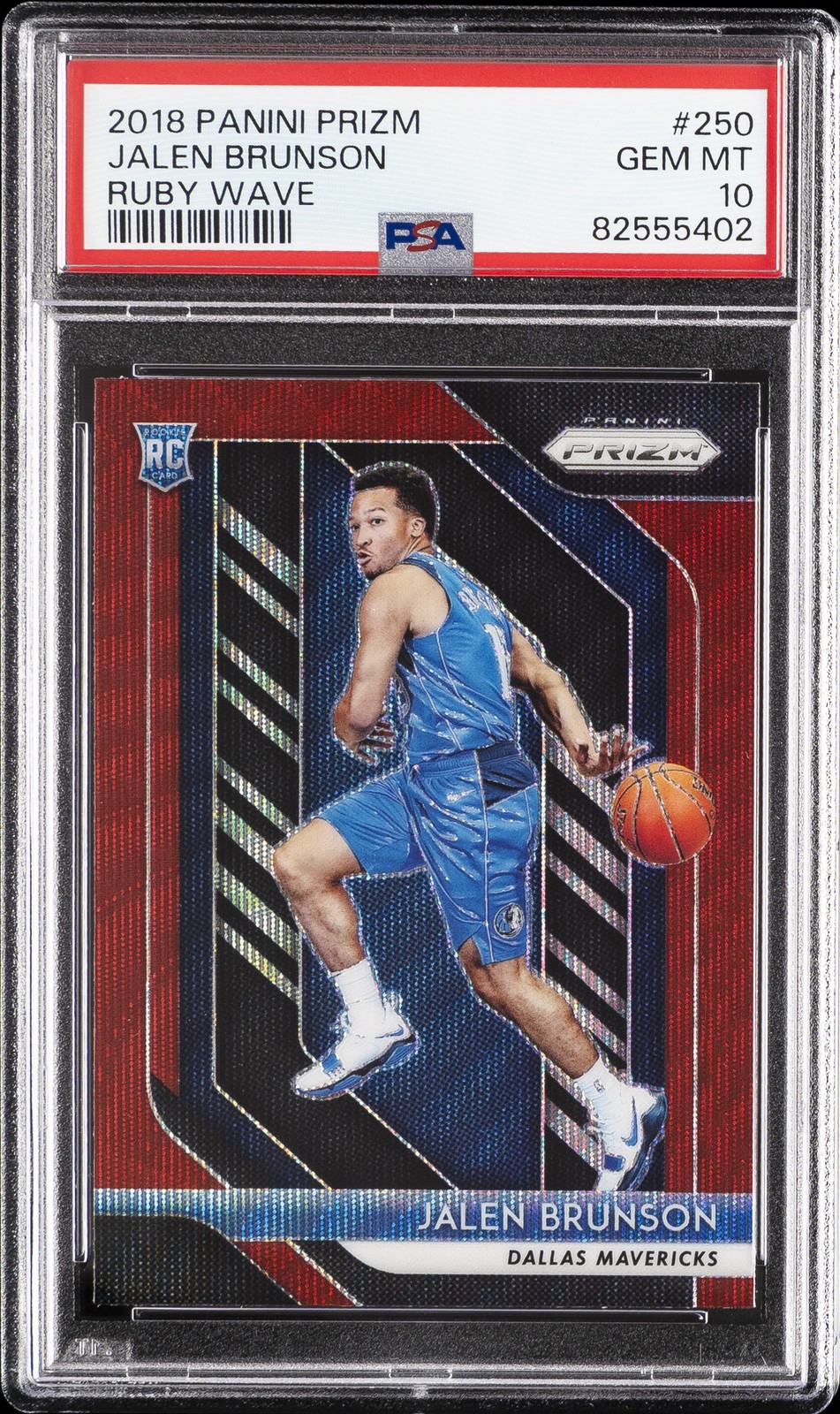 2018 PANINI PRIZM RUBY WAVE #250 JALEN BRUNSON PSA 10