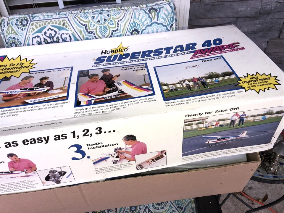 NOS Hobbico Superstar 40 AWARF Rc Model Airplane Kit *NEW In Open Box * - Image 2 of 4