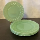 4 Vtg Anchor Hocking Fire King Jadeite Swirl Salad Plates 7.25"