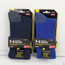 2 Pairs Under Armour UA Soccer Over-the-Calf Otc Socks Men s Large Blue