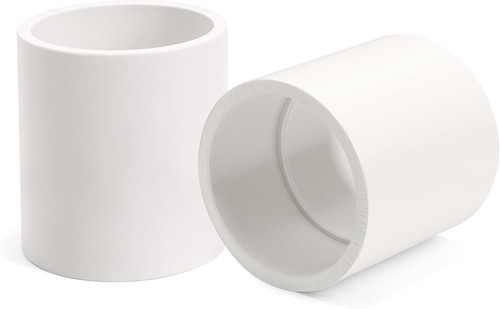 2 Pack 2 Inch White PVC Coupling Socket x Socket Schedule 40 Slip Connectors