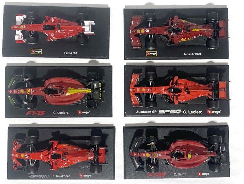 Bburago Ferrari F1 Diecast Model Car 1:32 Scale Lot of 6 Leclerc Raikkonen etc