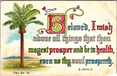 1910 Easter Gruß Postkarte Leuchtend Bibel Verses Palm Tree Pa