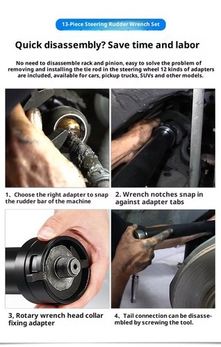 Juego de llaves de varilla de engranaje de dirección de 13 piezas con herramienta de extracción de rótula interna - Imagen 7 de 15