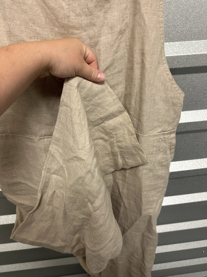 Mono mameluco para mujer Eileen Fisher beige talla mediana 100 % LINO bolsillos Foto 4 de 4