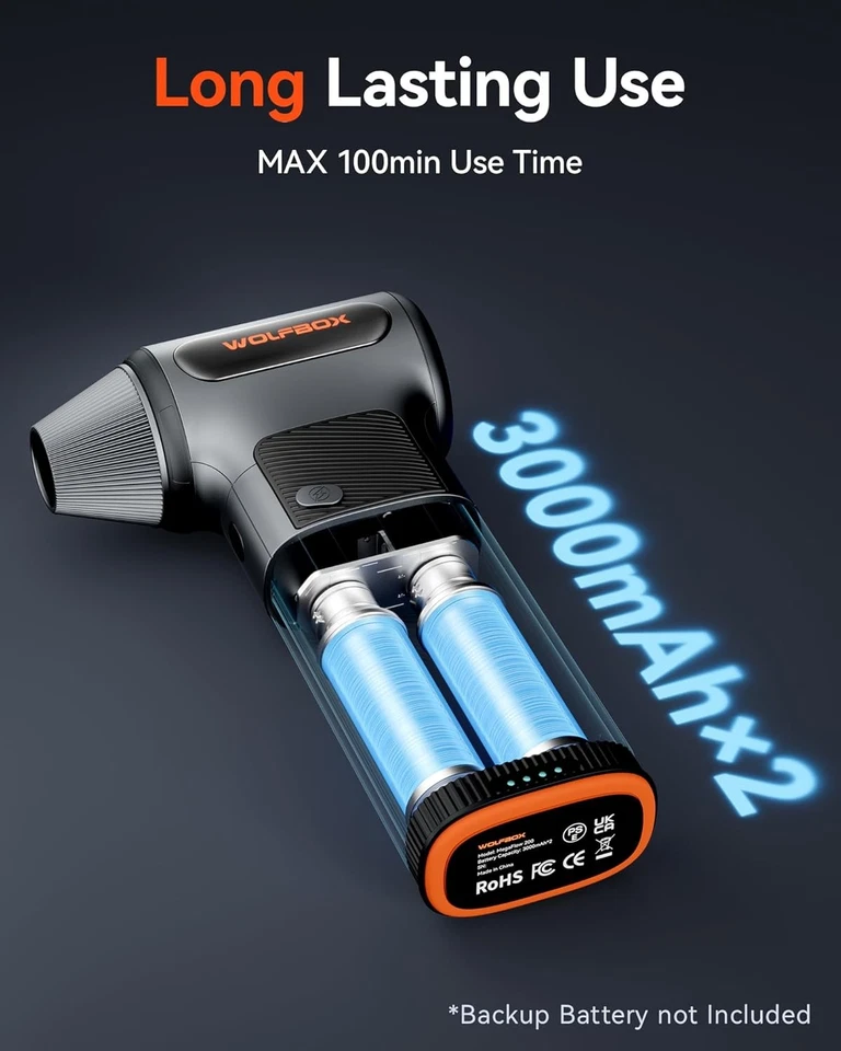 WOLFBOX MF200 Electric Air Duster Blower, 3-Gang Einstellbare Gebläse mit Akku - Bild 4 von 4