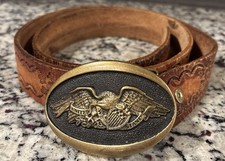 Vintage American Eagle Belt Buckle Solid Brass 1978 A-T216 Heritage Mint Leather
