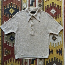 Vintage 1960s Puritan Knit Terry Cloth Polo Shirt Sz M - Light Yellow