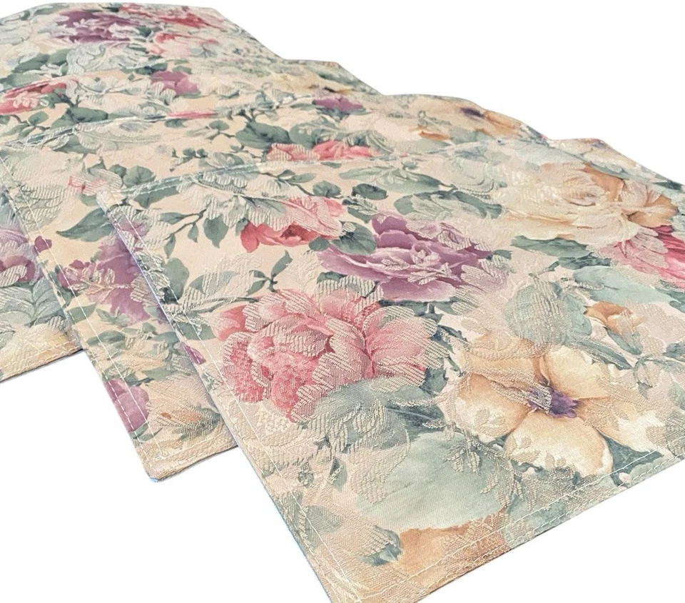 Croscill Cotswold Rose Placemats Set 4 French Country Floral Coquette Cottage  - Image 4 of 4