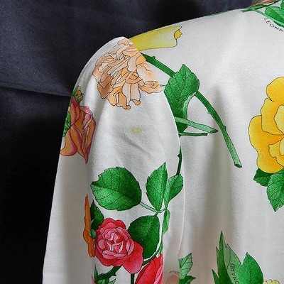 トップス LEONARD Trim floral pattern cut and sew LEONARD Floral Cut & Sew Short Sleeve Top Women's M White