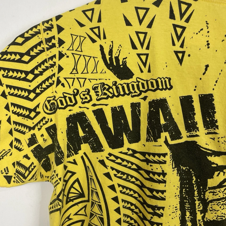 Camiseta tribal havaiana Shaka Active 2XL estampa total amarela e preta masculina - Imagem 3 de 4