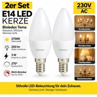 E14 Led Warmweiß 2700K 3W 2Er Set Kerze 250Lm Dimmbar – 230V CRI80