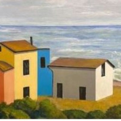 Brand New Italian Seaside Hamlet Acrylic Painting 12x16 by Paintings by Mac