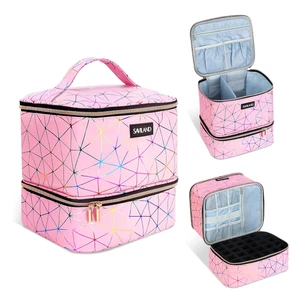 Nail Polish Organizer Bag: PU Leather Nail Polish Storage Organizer Holds 30 Bot - Picture 1 of 7