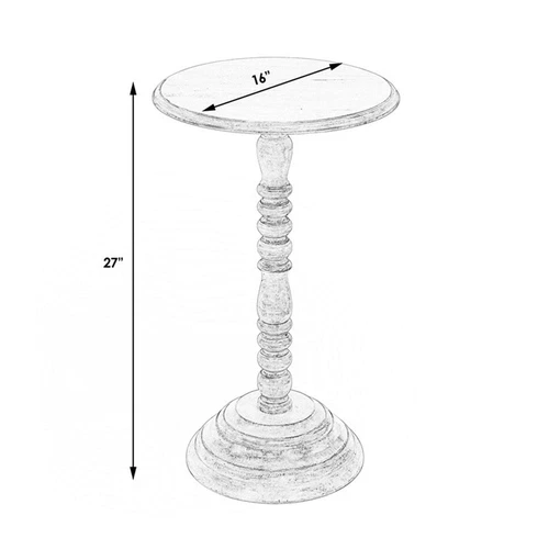 Butler Specialty Company Dani Solid Wood Pedestal 16"W Accent Table - Gray - Picture 7 of 7