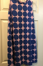 marimekko x uniqlo Girls Blue Dot Cotton Dress Size 13 New 36" Long
