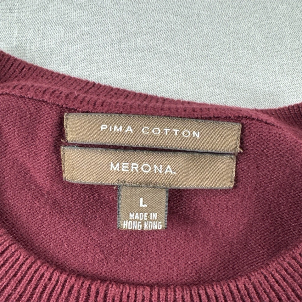 Merona Pima Cotton Sweatshirt Mens L Red Crewneck Sweater Grandpa Money Coastal - Image 3 of 4