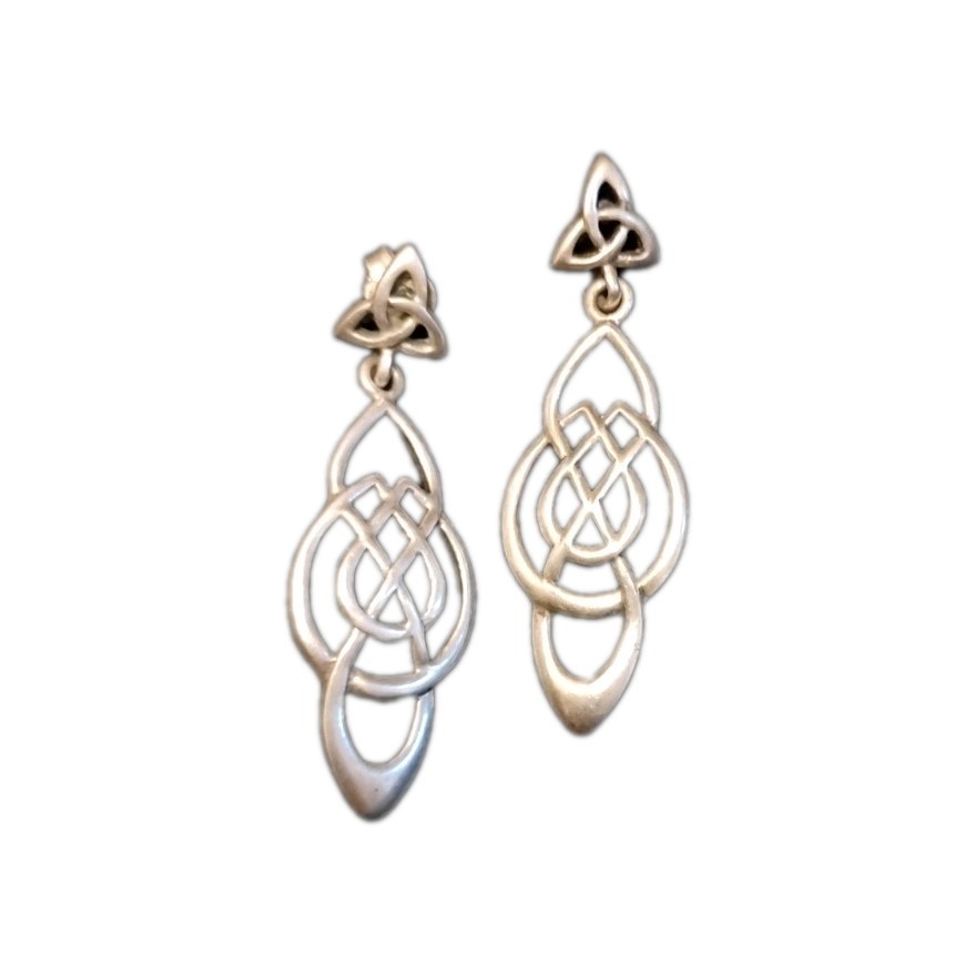 .925 Drop Dangle Sterling Silver Stud Post Earrin… - image 1