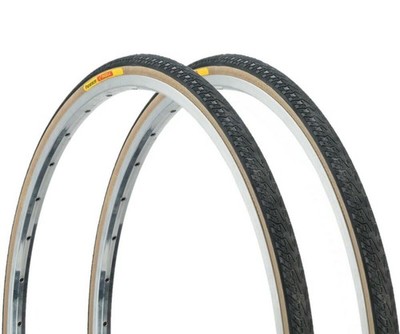 PAIR - Panaracer Pasela Tire 27x1-1/4'' Black/Tan Gum Wire 630 ISO Road Bike 27''