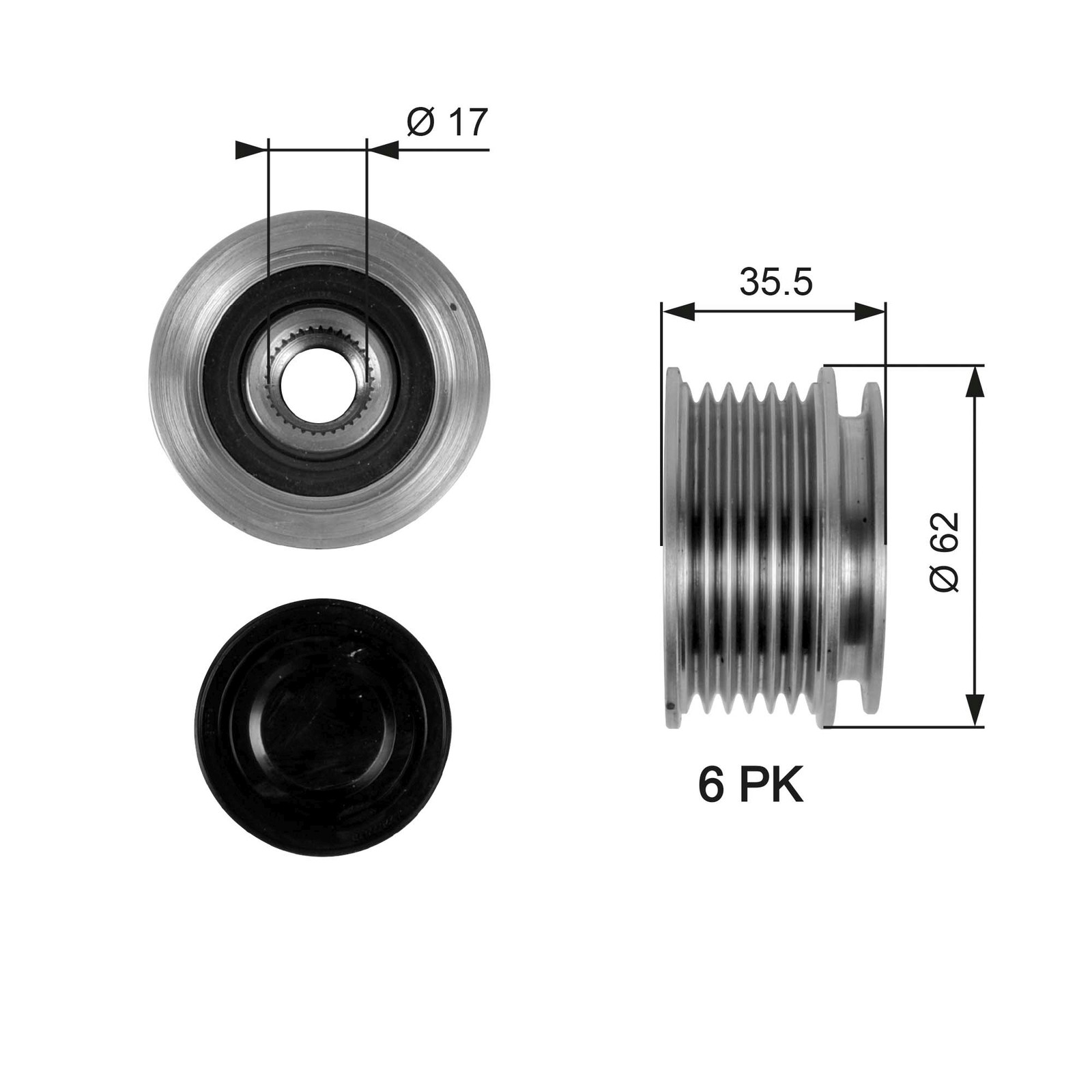 GATES OAP7044 Alternator Freewheel Clutch for AUDI,SEAT,SKODA,VW - Image 7