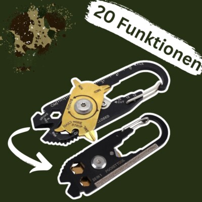 Multitool 20-in-1 Schlüsselanhänger Karabiner Outdoor Camping Survival Werkzeuge