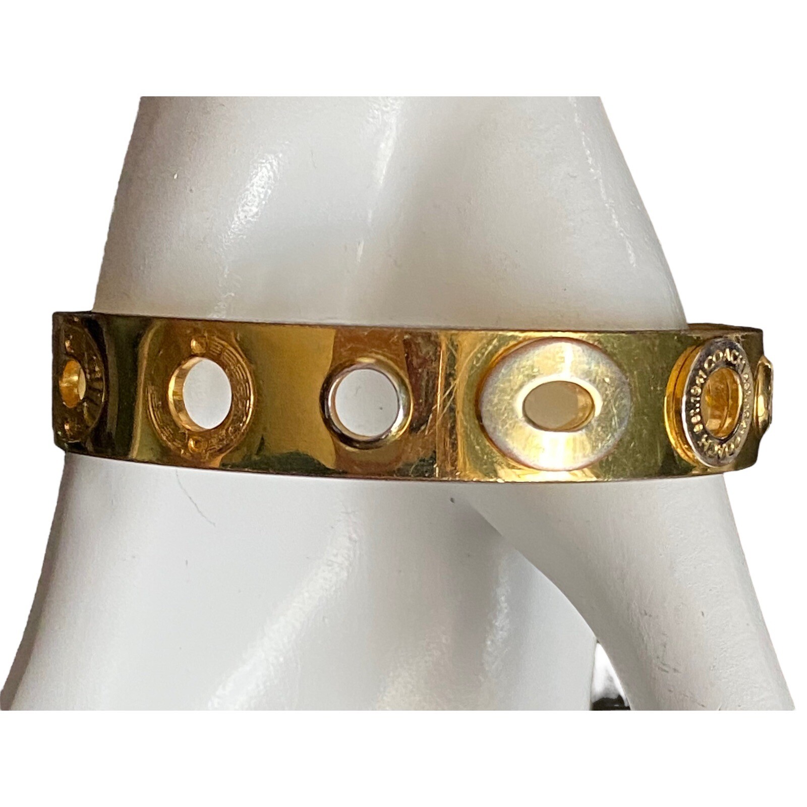 RARE Vintage COACH Goldtone Eyelet Bangle Bracelet G… Gem
