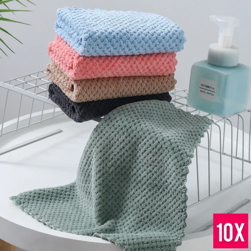 10 PCS Gadgets Coral Velvet Home Dish Towel Wiping Rag Cleaning Cloth Wash Cloth