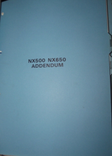 HONDA NX500 / NX650 MANUAL (PICTURE OF CONTENTS ) GENUINE ADDENDUM MANUAL - Picture 3 of 3