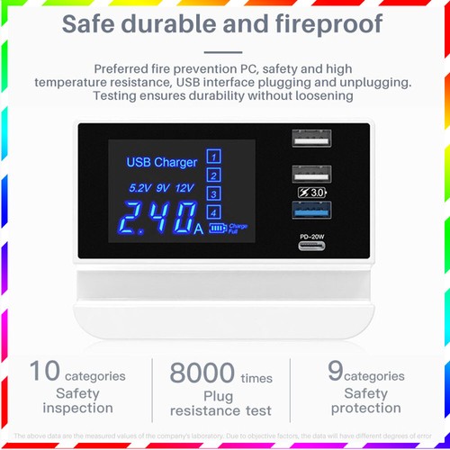 Multi-port USB PD 5V/9A smart digital display charging station mobile charging - 第 8/12 張圖片